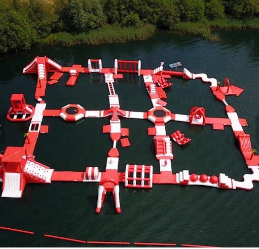 Floating inflatable water park for summer