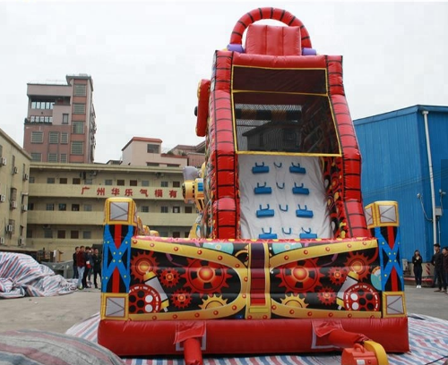Cartoon robot theme inflatable kids slide